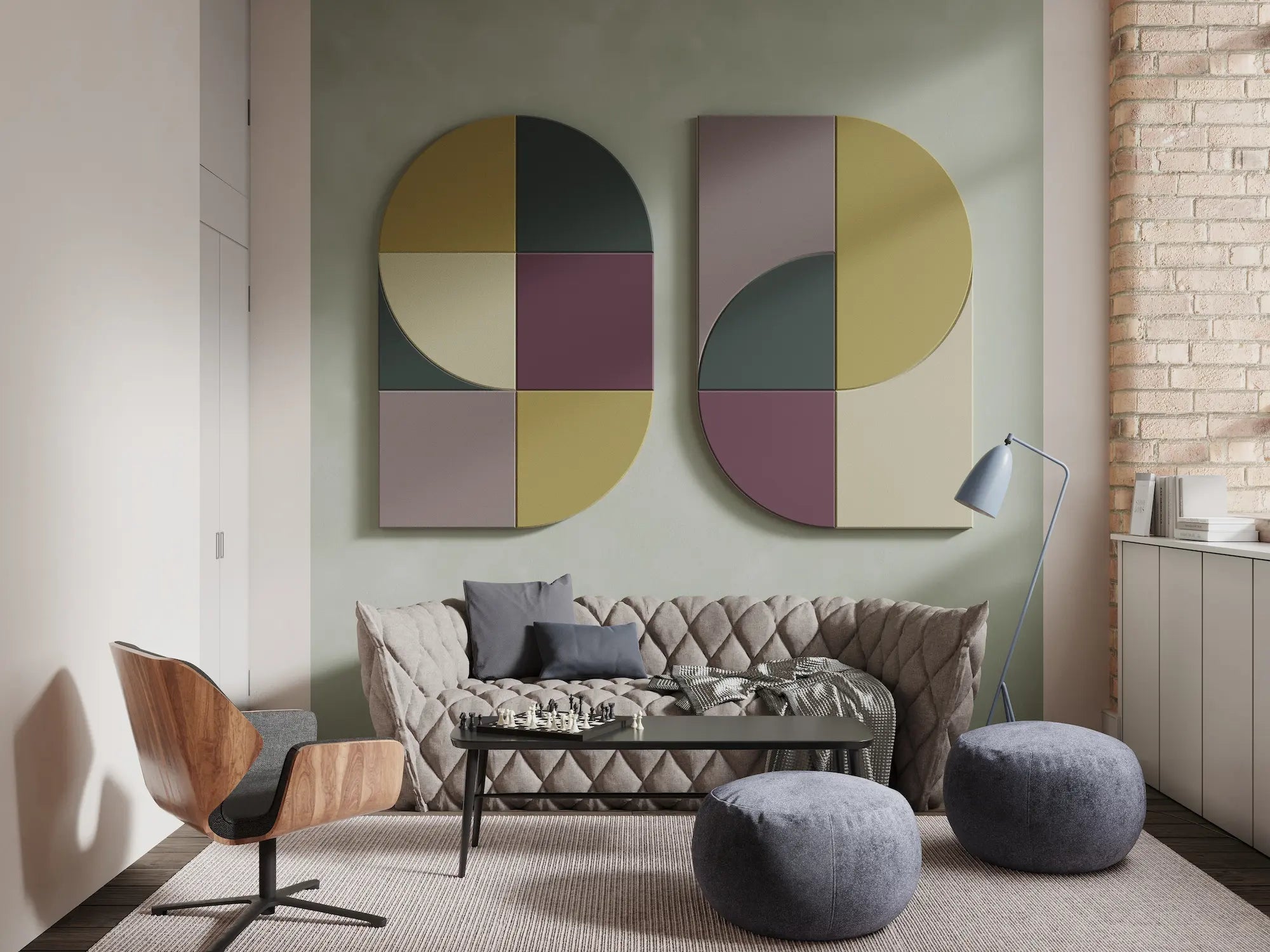 Acoustic Wall Art Panels FAN 5 living room interior Decormania UK
